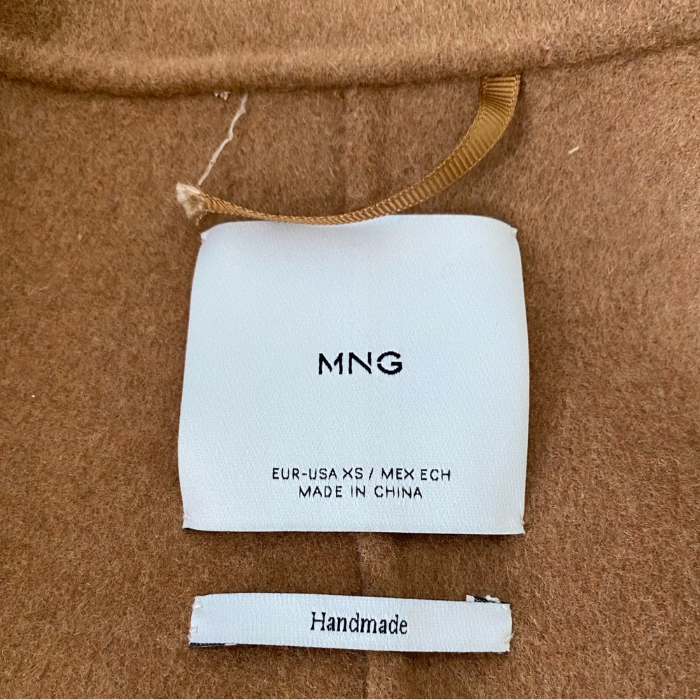 Mango Tan Wool Blend Coat XS camel 0 2 Fall Winter coat - Picture 7 of 8